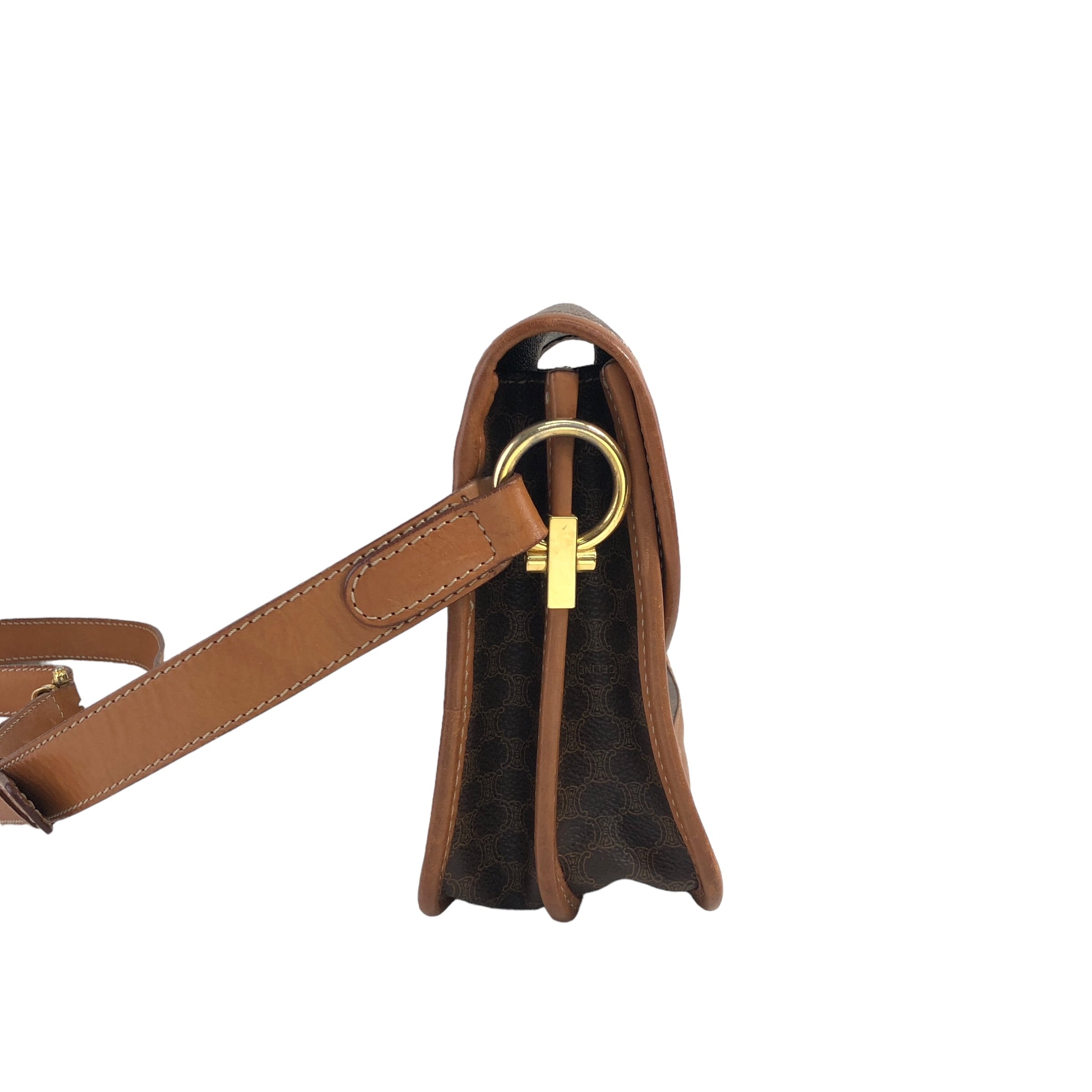 CELINE セリーヌ マカダム ホースシュー レザー ショルダーバッグ