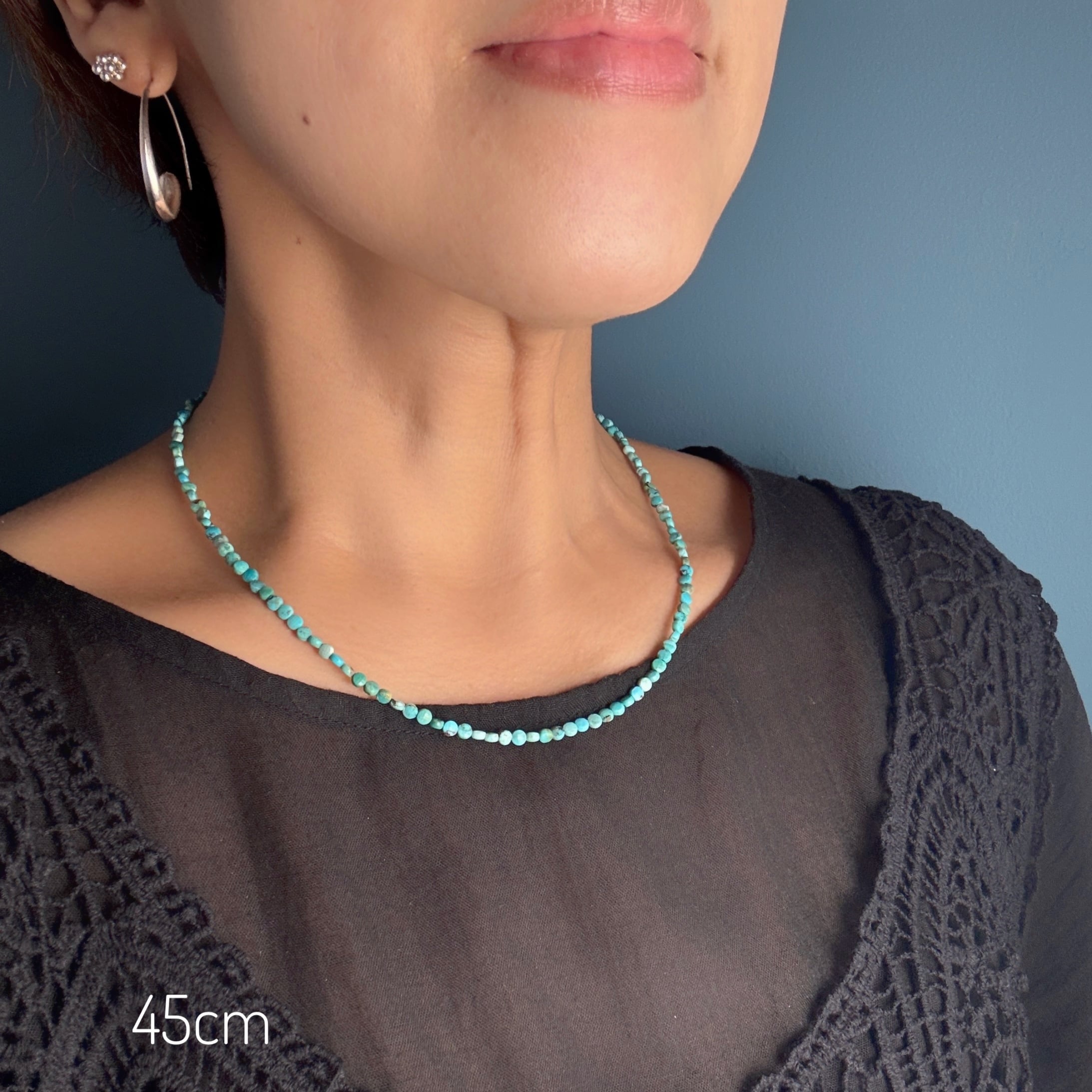 Lagoon Original ターコイズ 3mm コインカット ネックレス 40cm 45cm