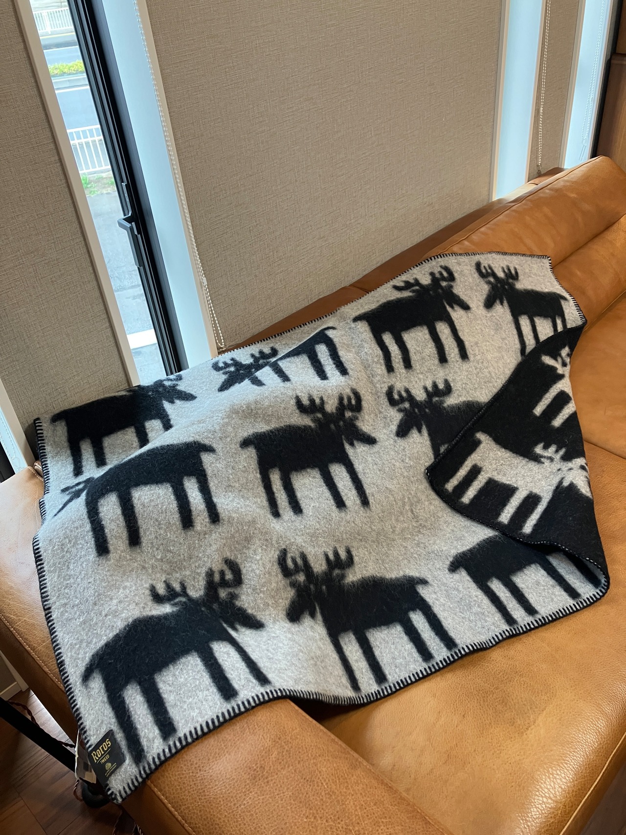 ロロスツイード エルク ブランケット グレー／ブラック 90×135