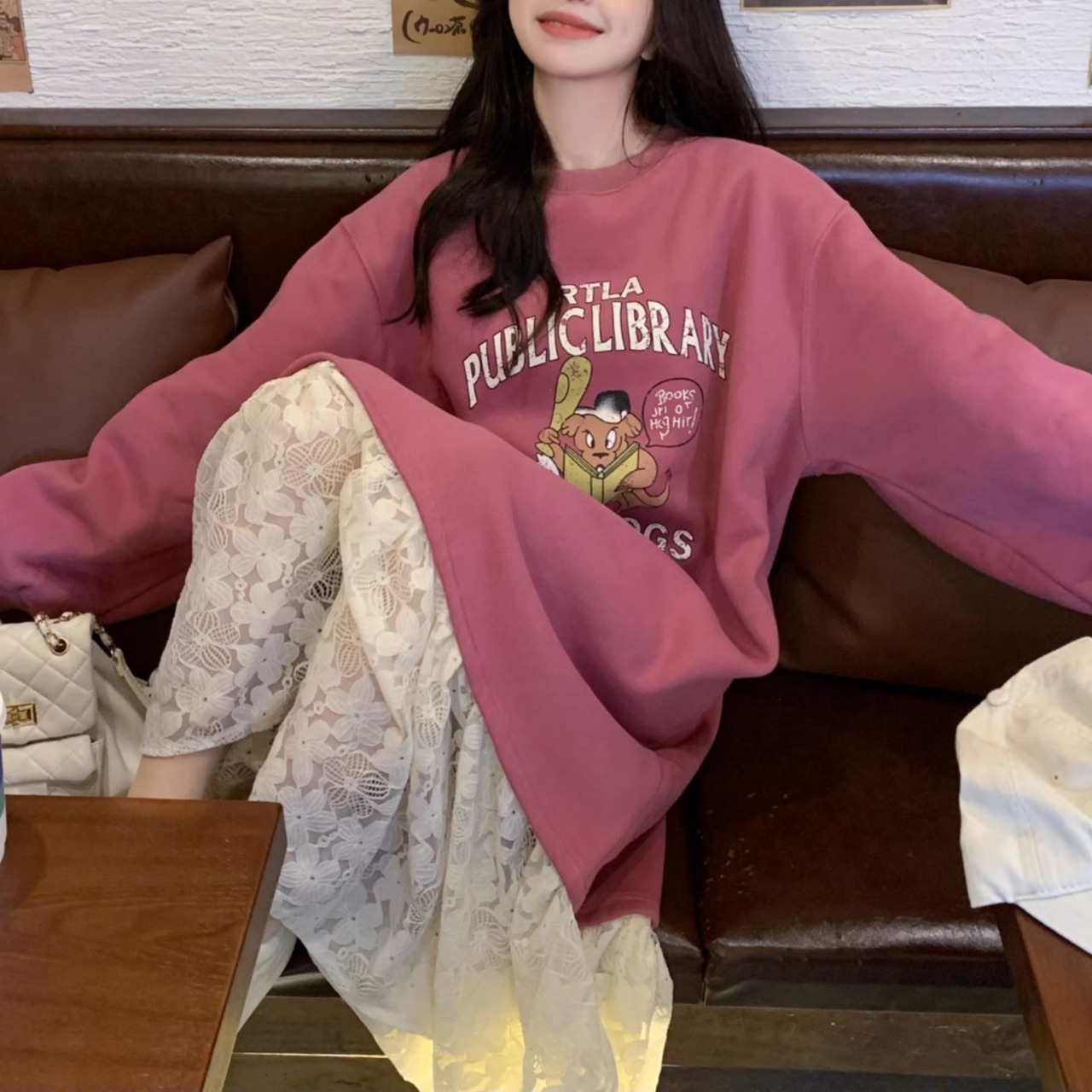 Patchwork Long Sweatshirt Dress 5003