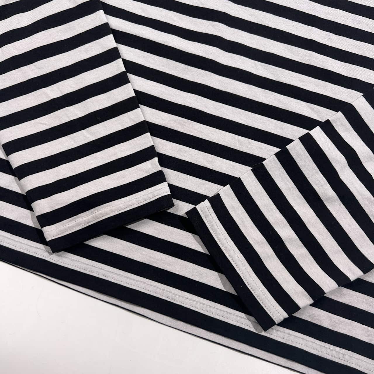 フランス製 agnes b. アニエスベー ボーダー 長袖 Tシャツ カットソー イ/ブラック×ライトグレー系 レディース