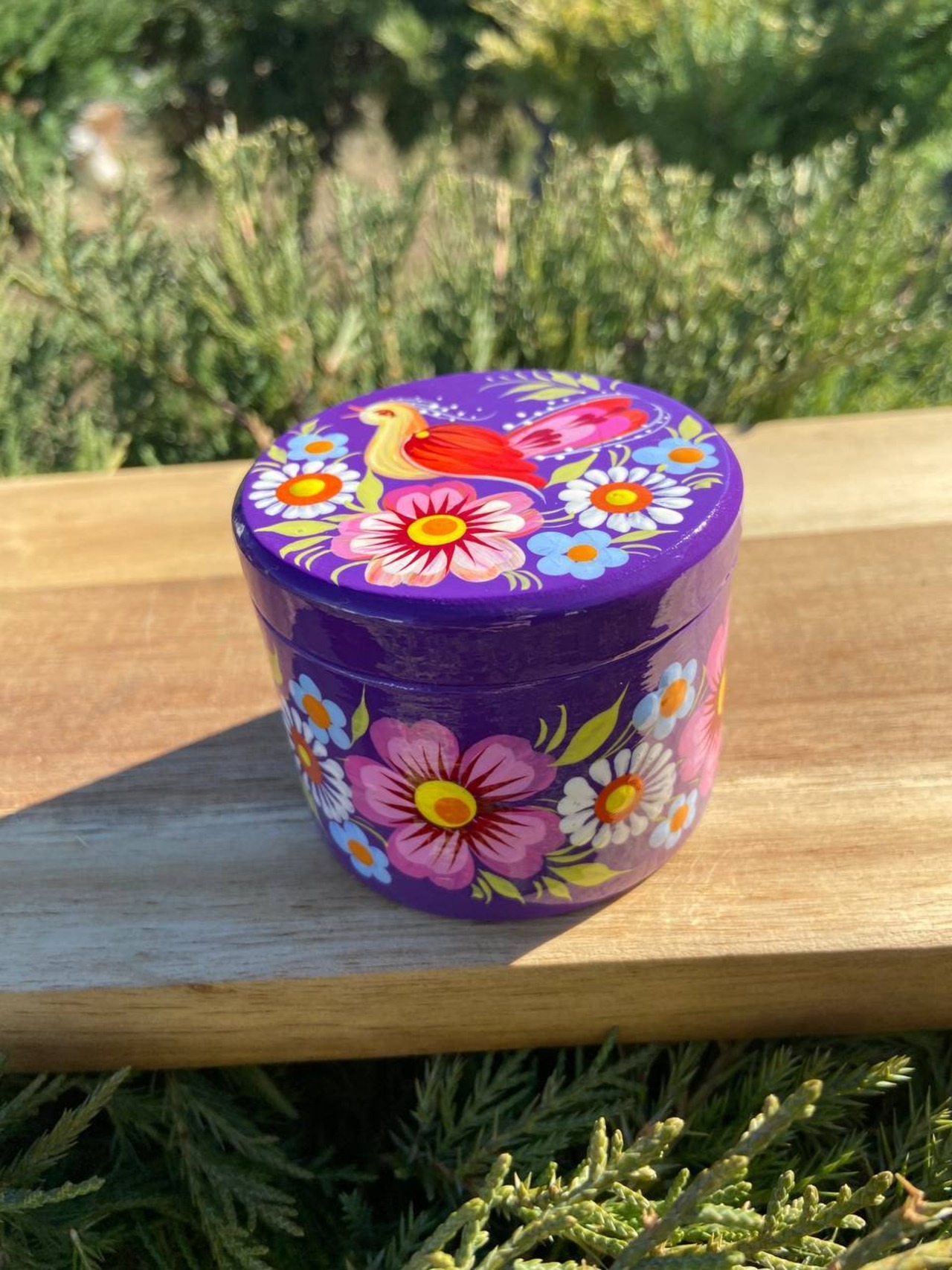 ペトリキウカ塗り　木製小物入れ・ジュエリーボックス（ティモシェンコ作）ウクライナ製 - 3