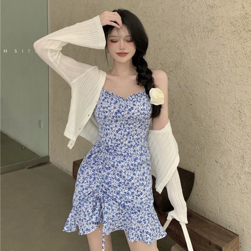 サマースタイルショートカーディガンフローラルスカート 夏物 花柄 ハンチェンe52067789082