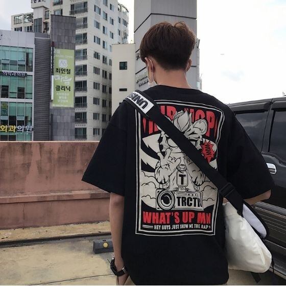 全2色 Tシャツ カットソー プリント カジュアル B系 半そで