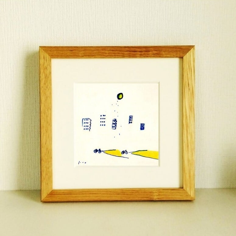 イラスト｜原画「青い星」 ※18角額縁入り 水彩 アクリル 絵画 | 絵と
