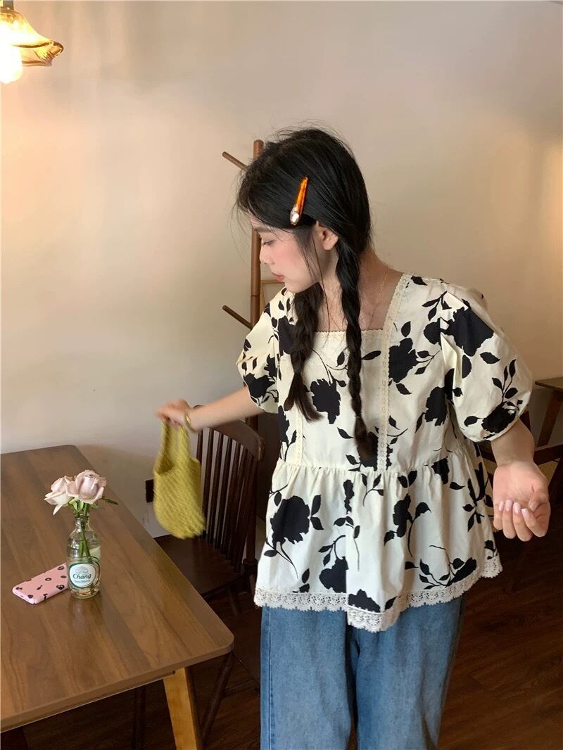 花柄 ペプラムトップス G104CT0064