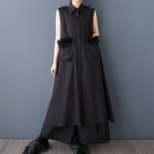 エッジステッチ ノースリーブ バックオープンドレス  30148