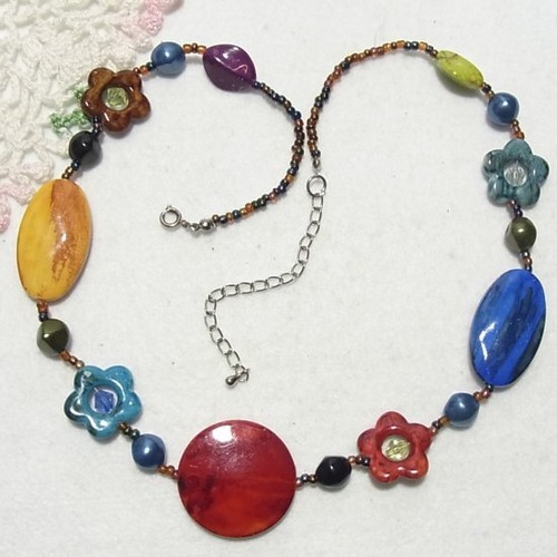 カラフルビーズネックレス　コスチュームジュエリーのセール通販　9220N