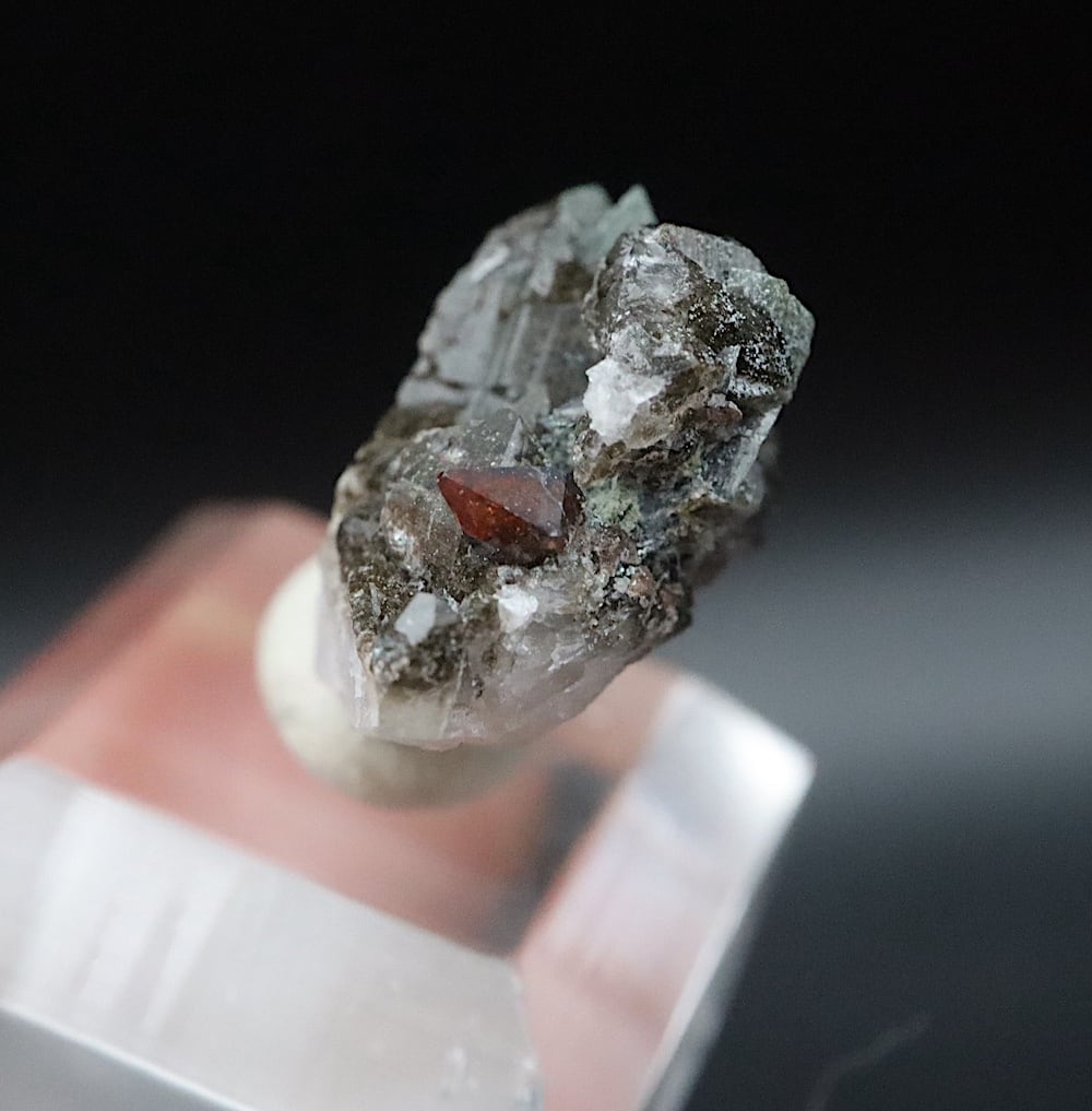 赤褐色結晶！鋭錐石 & スモーキークォーツ アナテーズ 水晶 1.5g