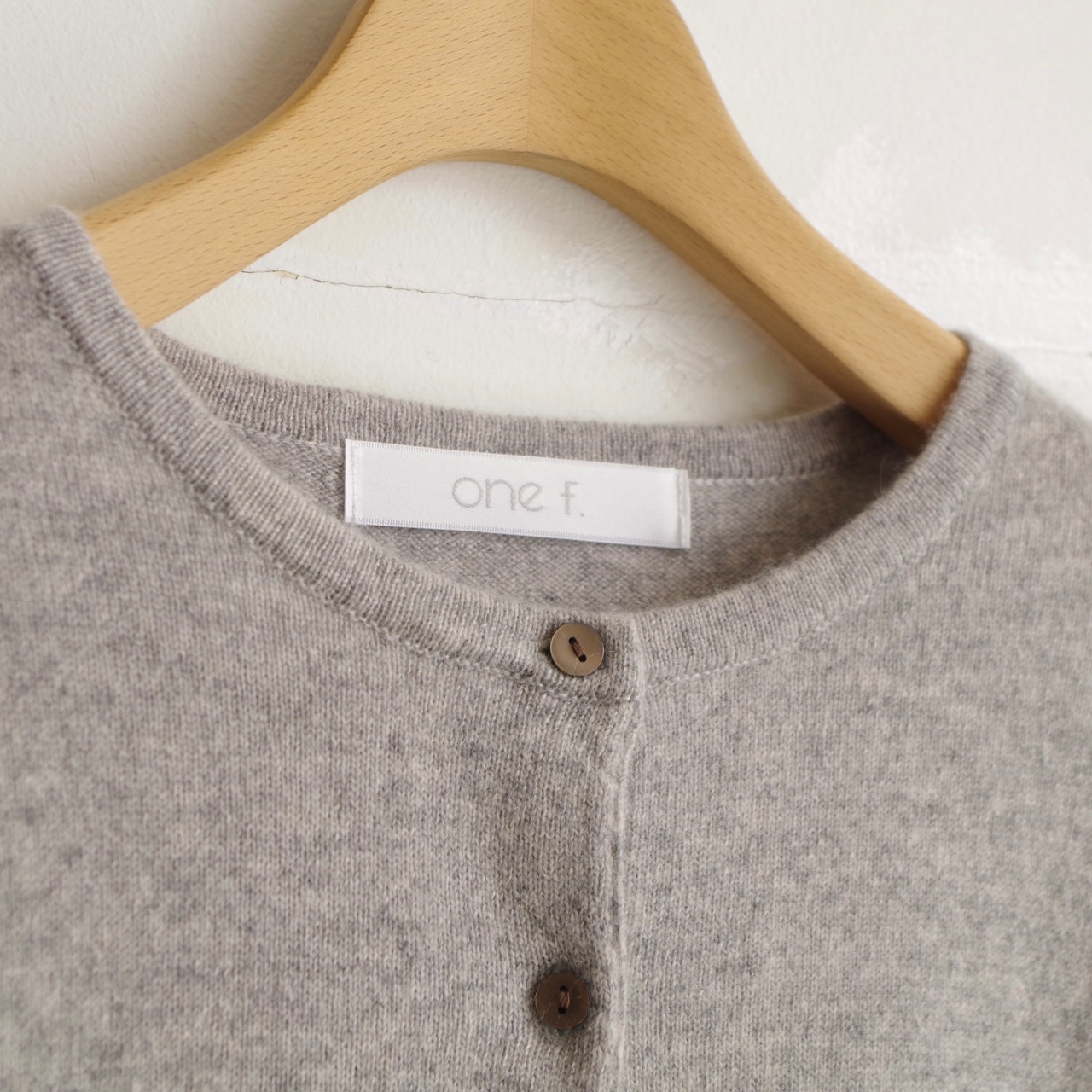 one f.  Cashmere Crew Neck Cardigan