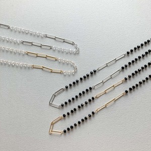 ミニボタンカットビーズとオーバルリンクチェーン（50cm）