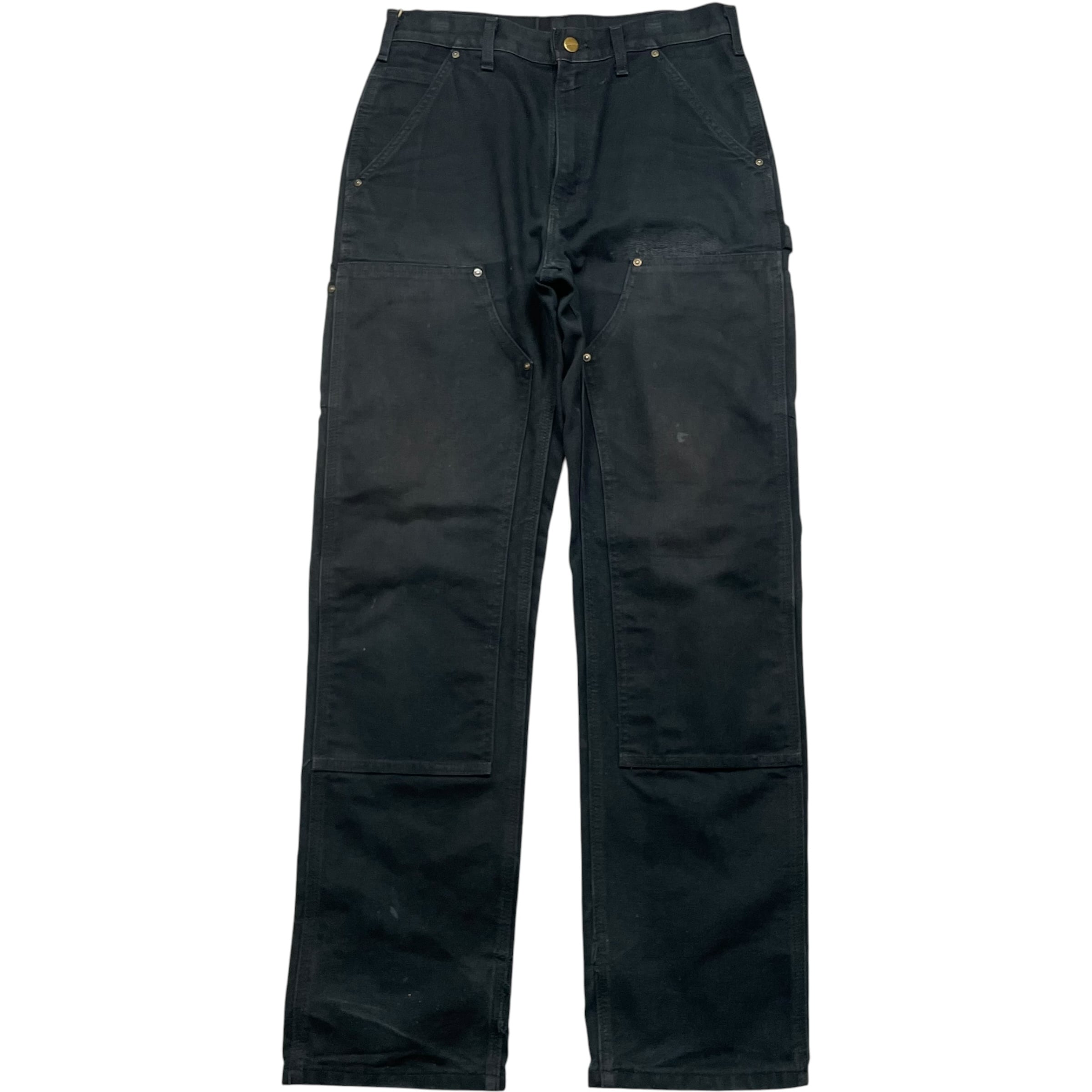 《実寸W32L33》Carhartt カーハート ダブルニー ワークパンツ ペインターパンツ ダメージ フェード ブラック no.10360