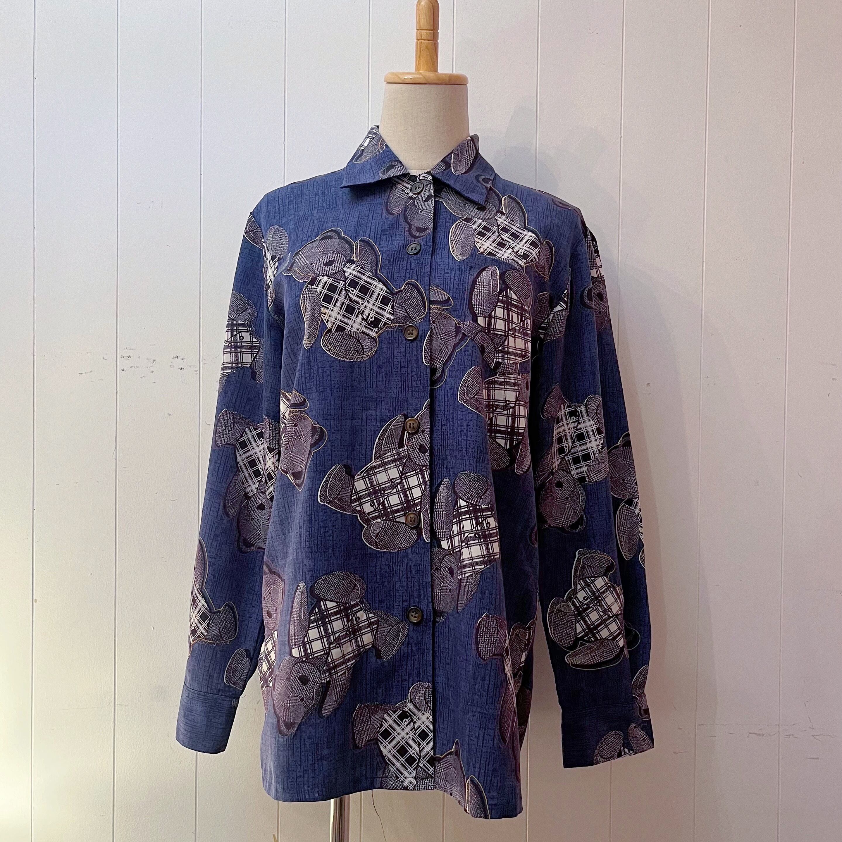 check vest bear navy blouse