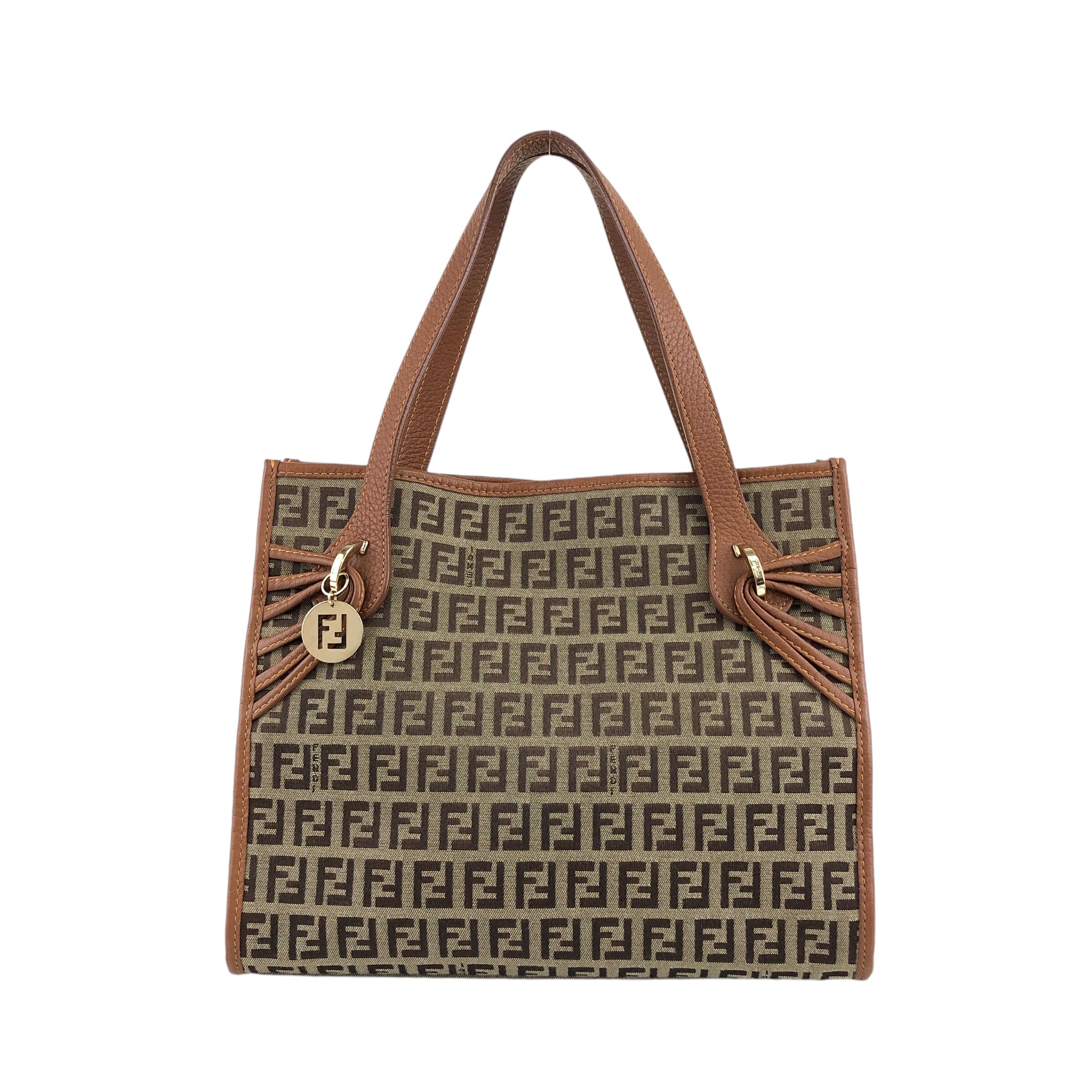 FENDI フェンディ ズッキーノ ハンドバッグ ベージュ キャンバス ミニ
