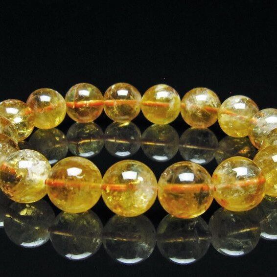 シトリン ブレスレット 虹入り 12mm シトリンクォーツ ブレス メール便可 一点物 111-50450