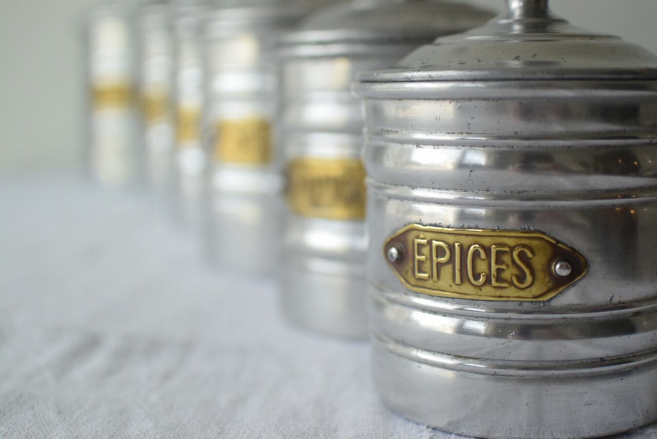 アンティークアルミキャニスター6個セット | 古道具 こころね