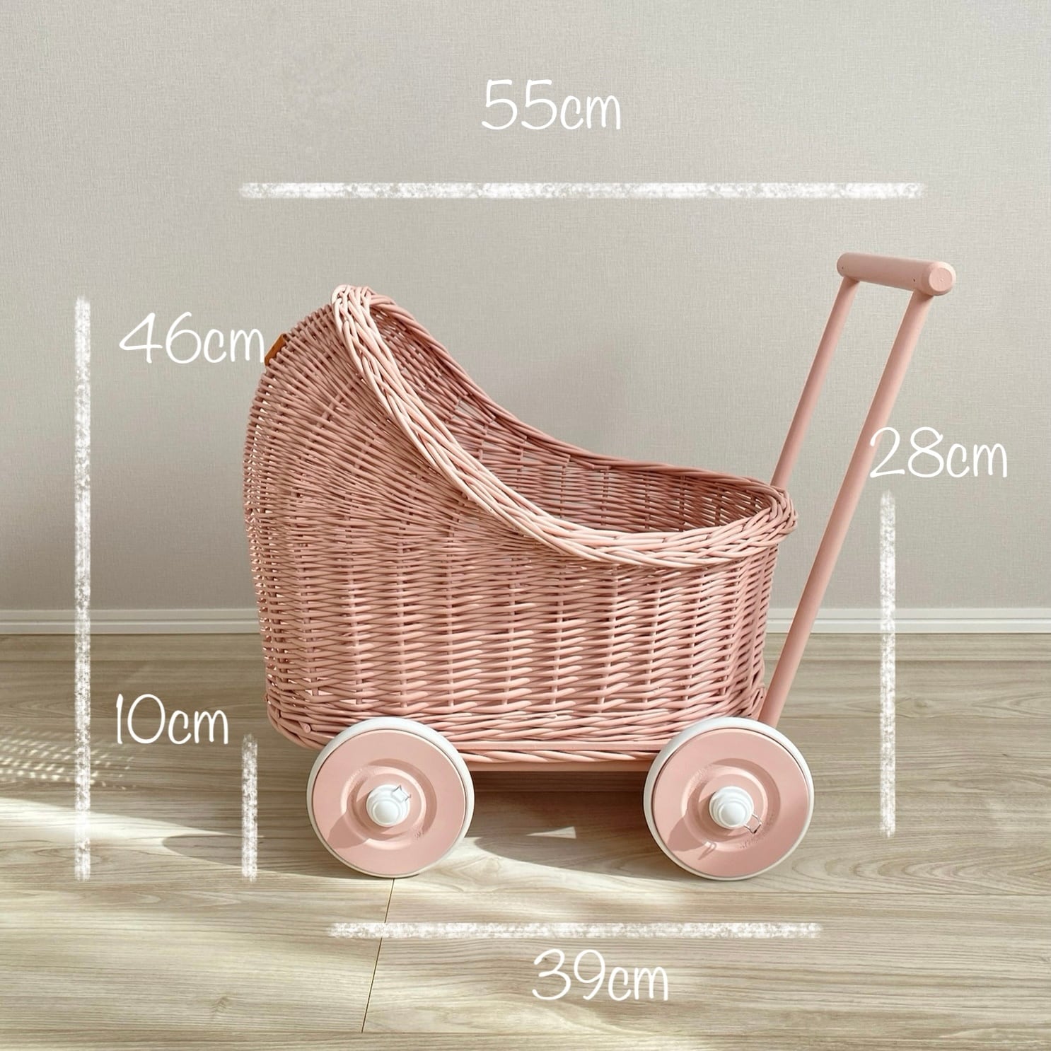 引き取りのみ！桃太郎号乳母車　アンティーク　ラタン　レトロ 乳母車 桃太郎号 籐製 ブレーキ付 手押し車 4輪 ベビーカー 昭和