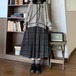 レトロチェック柄タックスカート ・12234