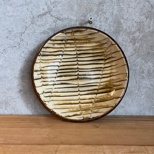 小代焼ふもと窯 スリップウエア 6寸皿