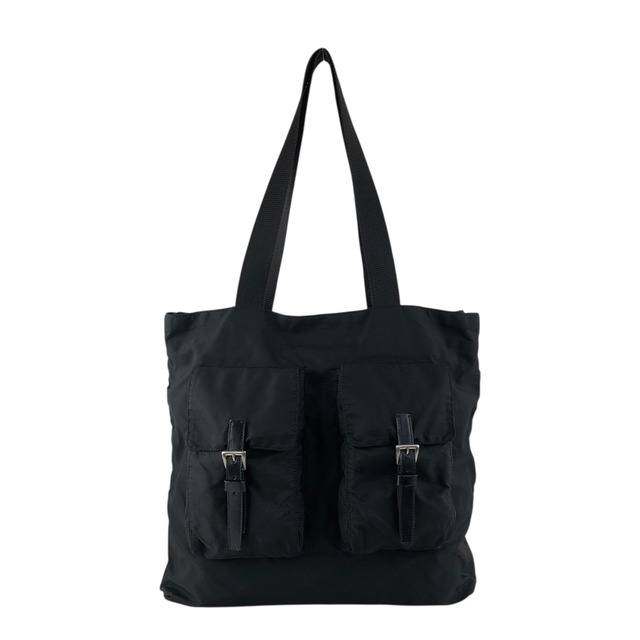 PRADA プラダ トートバッグ ブラック トライアングルロゴ ナイロン ダブルポケット vintage ヴィンテージ オールド ui25rj