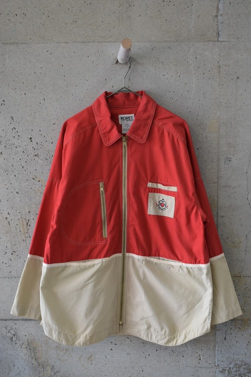 Red and beige two-tone jacket