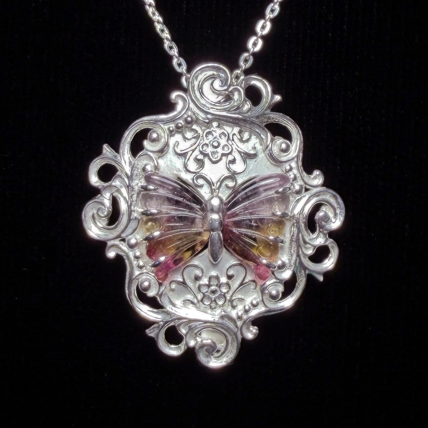 現品 Mila｜ミラ 蝶 トルマリン ブローチ ペンダント (SV925) シルバー