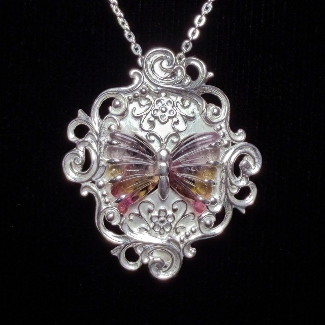 現品 Mila｜ミラ 　蝶 トルマリン ブローチ ペンダント (SV925)