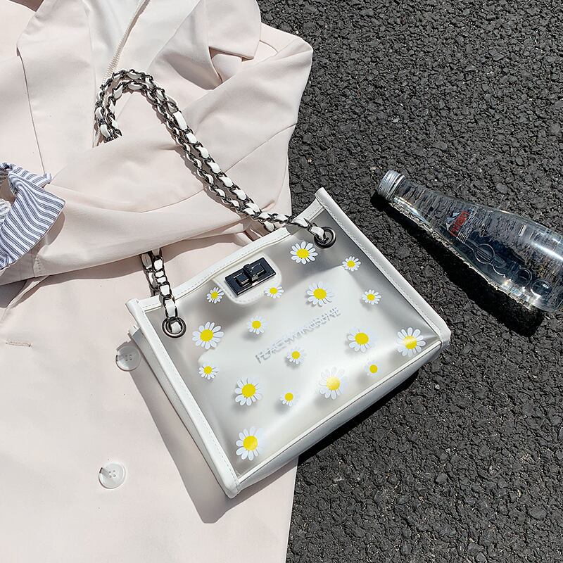 夏の小さなバッグ女性2020新しい波のファッションチェーンメッセンジャーバッグワイルドINSフロスト透明ゼリーバッグ Tiancai_Wing_Bag7780392