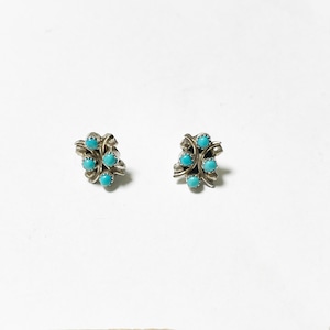 Vintage Southwestern Sterling Turquoise Pirced Earrings