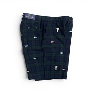 【新品】Polo Ralph Laure ポロラルフローレン ブラックウォッチ&刺繍 コットンショーツ ショートパンツ プレッピースタイル 【SPT-POLO-009】