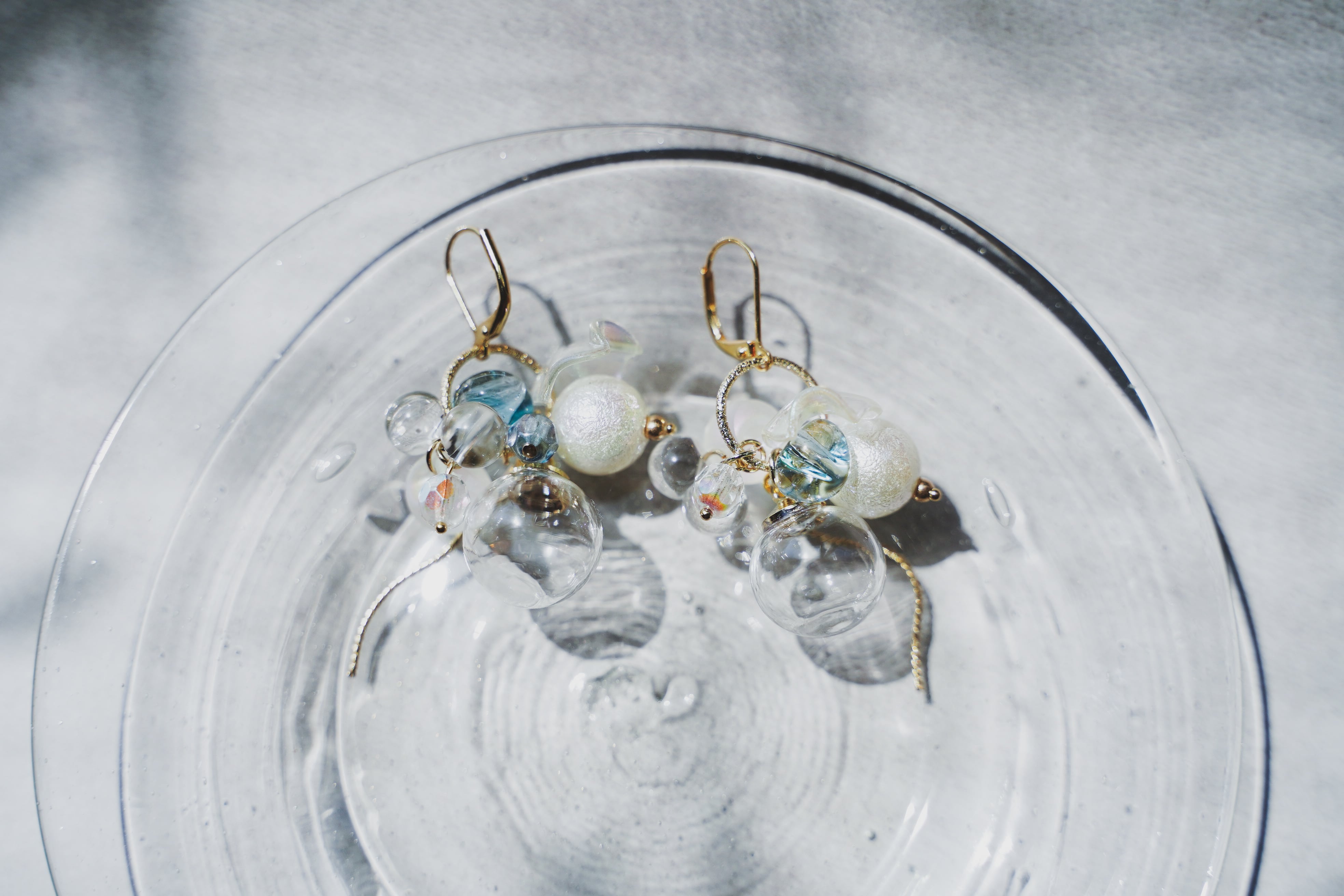 【417】ガラスドームのピアス／イヤリング／海 417】ガラスドームのピアス／イヤリング／海