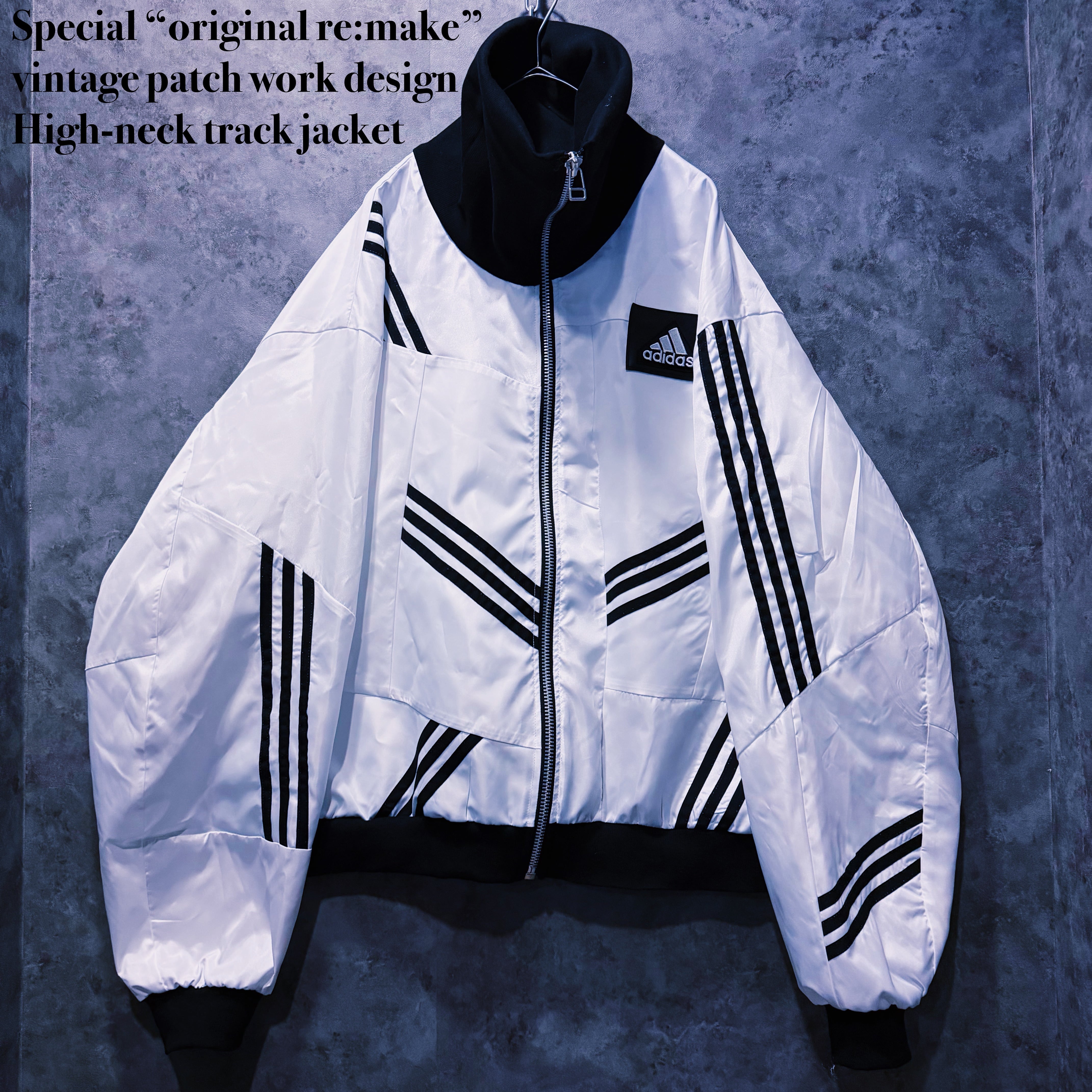 【doppio】Special “original re:make” vintage patch work design High-neck track jacket