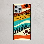 受注生産 iPhoneケース 夕焼け地層のレトロ抽象｜風景風抽象 CURV038A