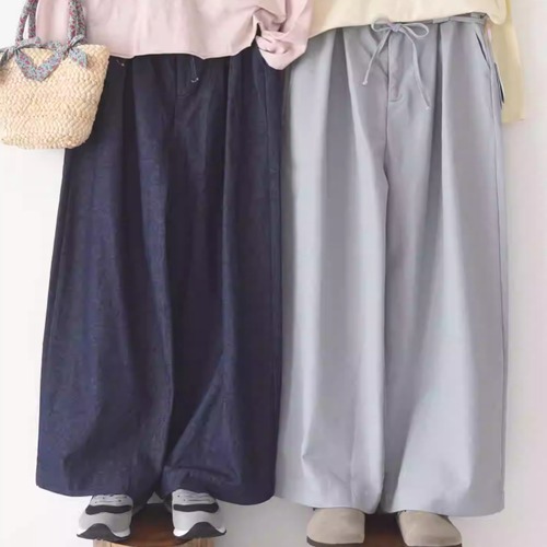 3色／ウエストリボンワイドパンツ ・10344