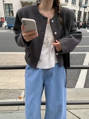 (即納)mellounge / Ink Tweed Jacket / charcoal