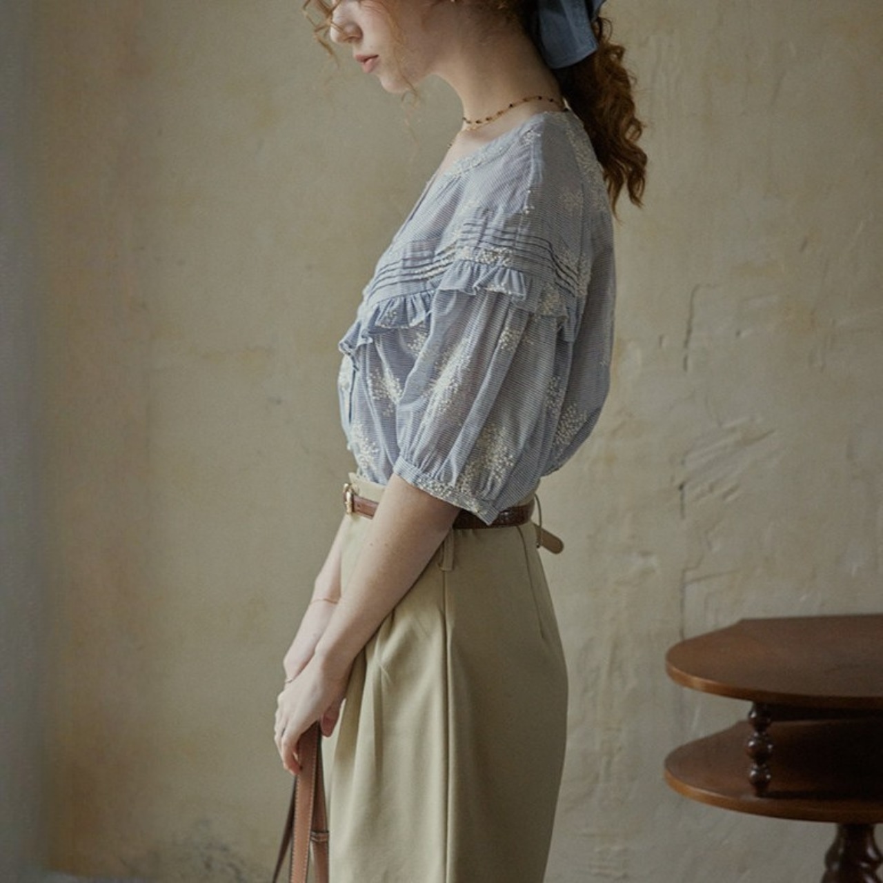 Broderie Frill Blouse F0678