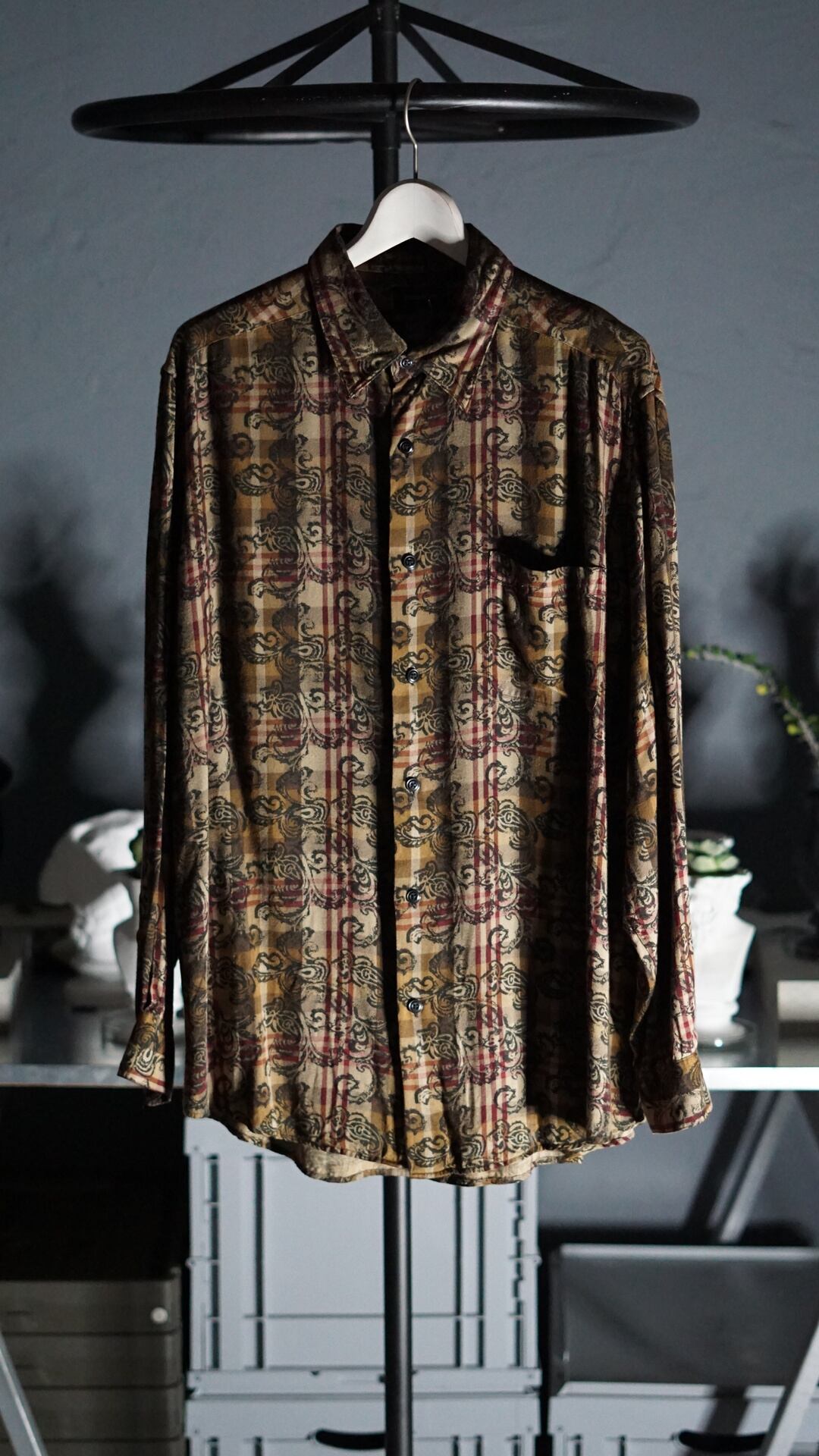 CHECK×PAISLEY PATTERN RAYON SHIRTS