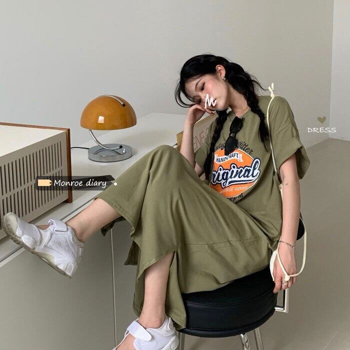 ドレス ルーズTシャツ スカート サマースタイル薄手ロング 夏物 モンロー93055312233