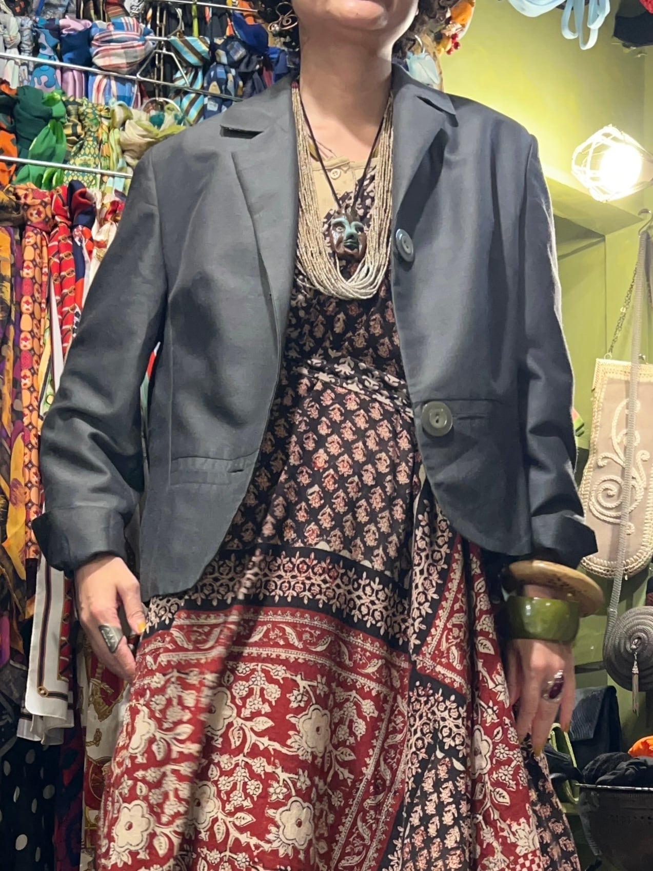 Vintage Euro charcoal gray summer wool jacket