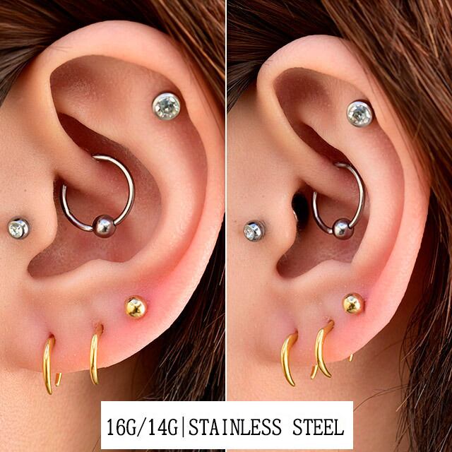 16G 14G ゴールド シンプル CLAW セプタムピアス フックピアス ロブ