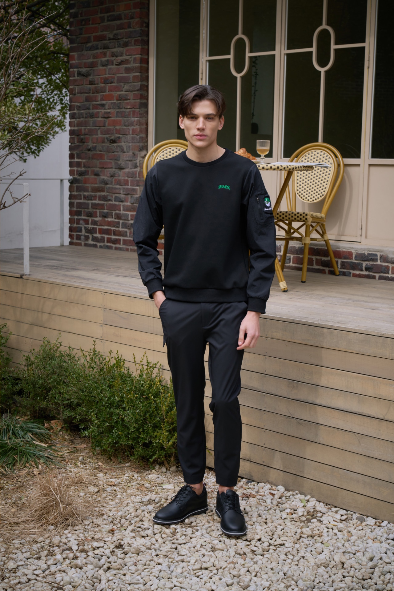 GOXO ゴーエックスオー フックスライスレタリングポケットパンツ ブラック