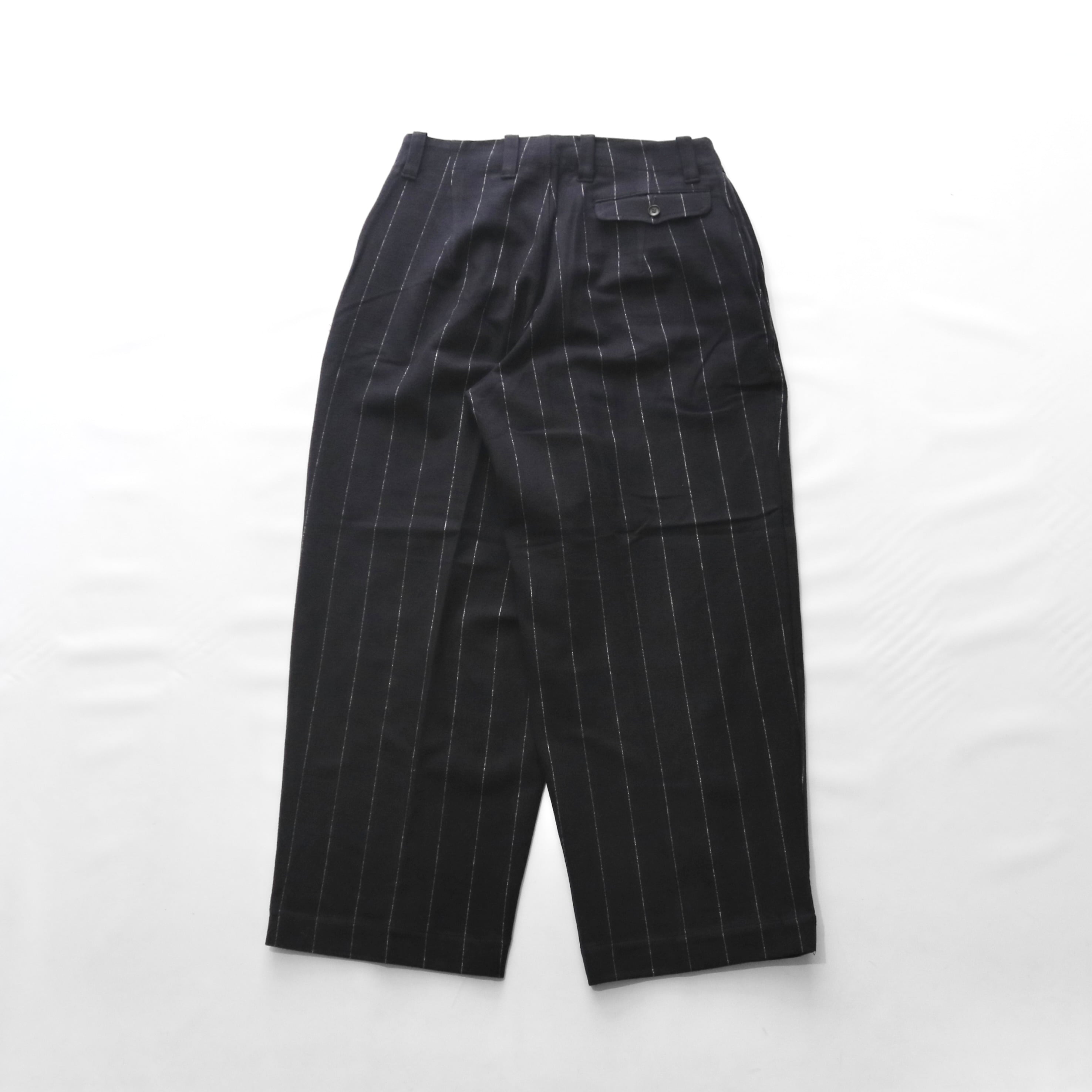 パンツ HAVERSACK 2tuck cotton stripe trousers M HAVERSACK ハバーサック】COTTON LINEN PIN STRIPE WIDE PANTS