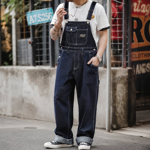 Chest pocket denim overalls 00149