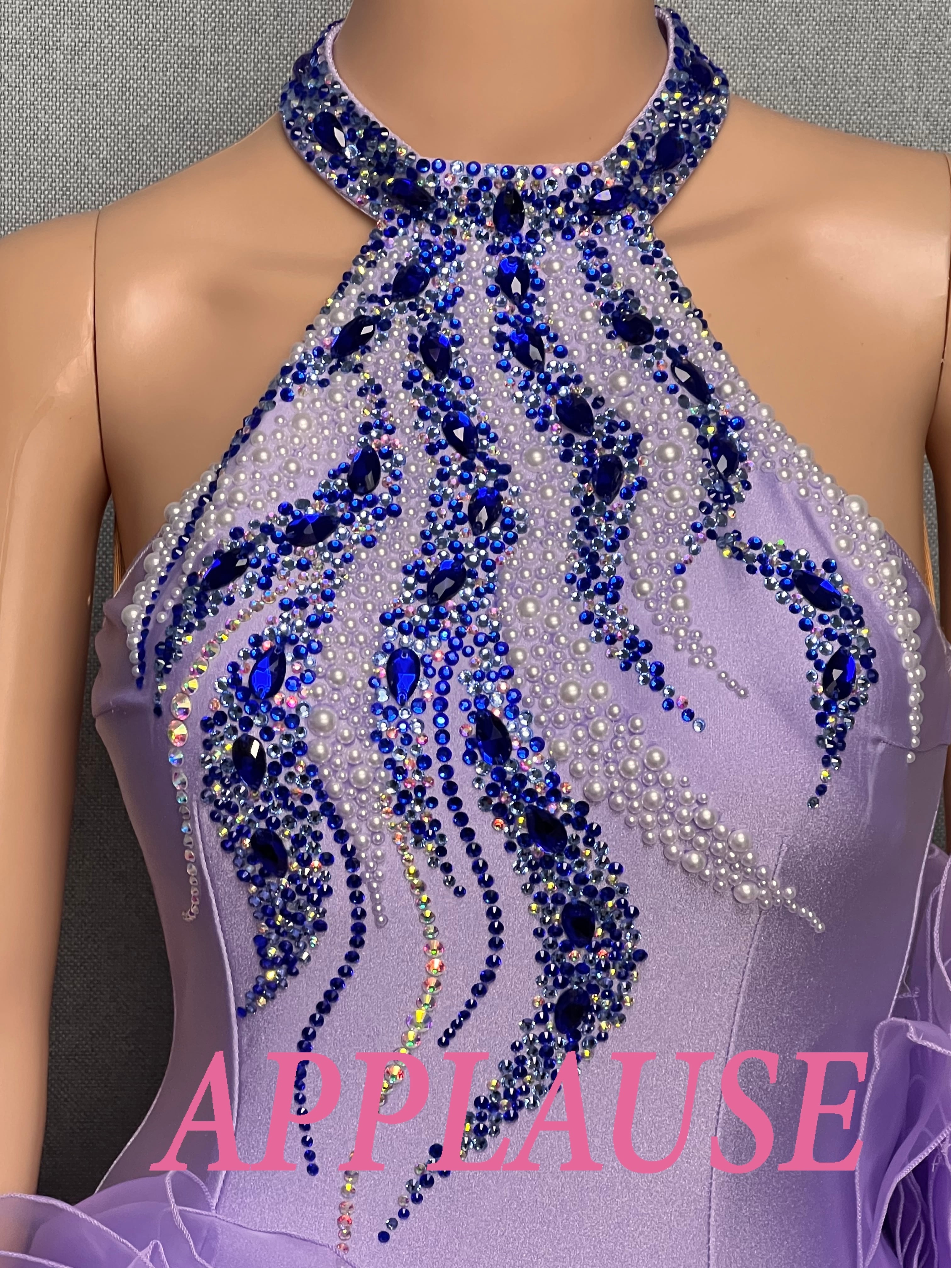 【新着】社交ダンス ドレス　スタンダード　モダンドレス　ラベンダー　M   ST-２６-３  デモ・競技用ドレス　発表会衣装　パーティドレス　ワンピース　舞台衣装