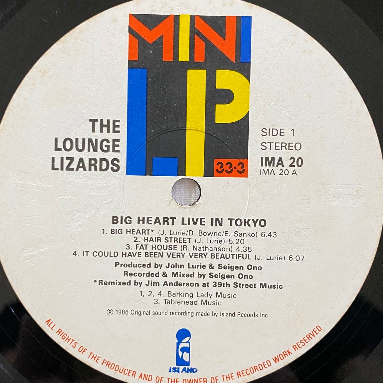 LP】The Lounge Lizards – Live In Tokyo - Big Heart | マメシバ