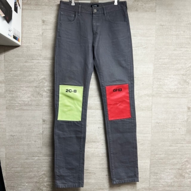 RAF SIMONS ラフシモンズ 182-310 18AW Regular fit jeans with patches デニムパンツ グレー size30 【中目黒B11】