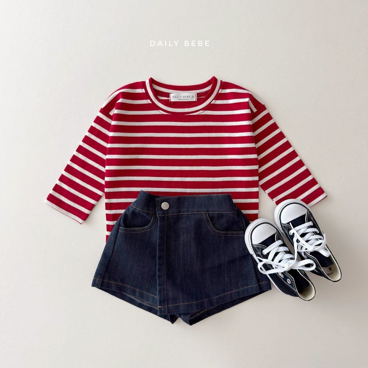 【取寄】Dailybebe デイリーボーダーTシャツ｜秋服｜韓国子供服｜26/AT