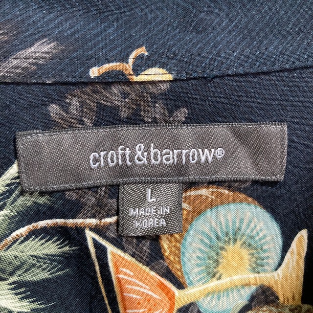 【croft&barrow】S/S Shirt L “BEER Pattern” Rayon100 アロハシャツ 柄シャツ 総柄シャツ