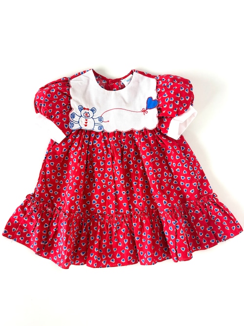 【24m相当・vintage】ハート×bear dress