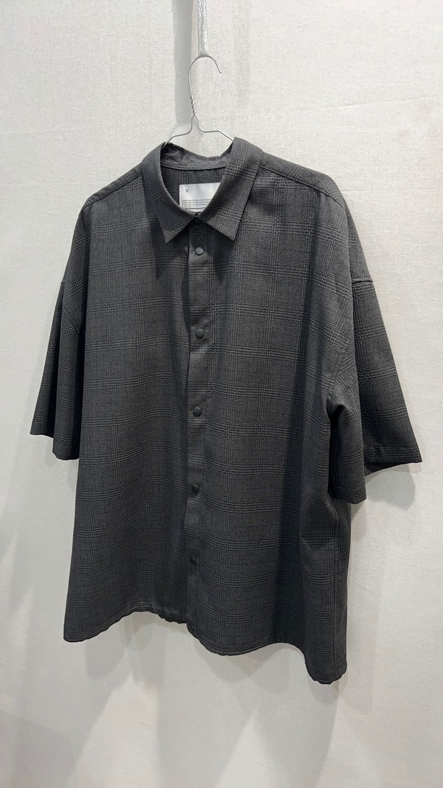 【VOAAOV】VOSH-L32 Chic Tech Short Sleeve Shirt / Charcoal check